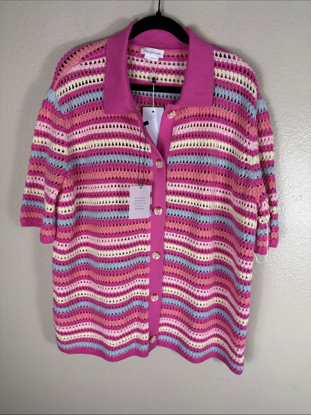 Lovers + Friends Lucia Cardigan and Lucia Short in Pink & Blue Multi - Picture 5 of 11